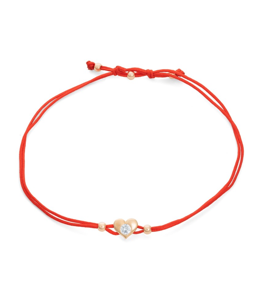 Raudono Siūlo Apyrankė Su Auksiniu Pakabuku "Širdelė"