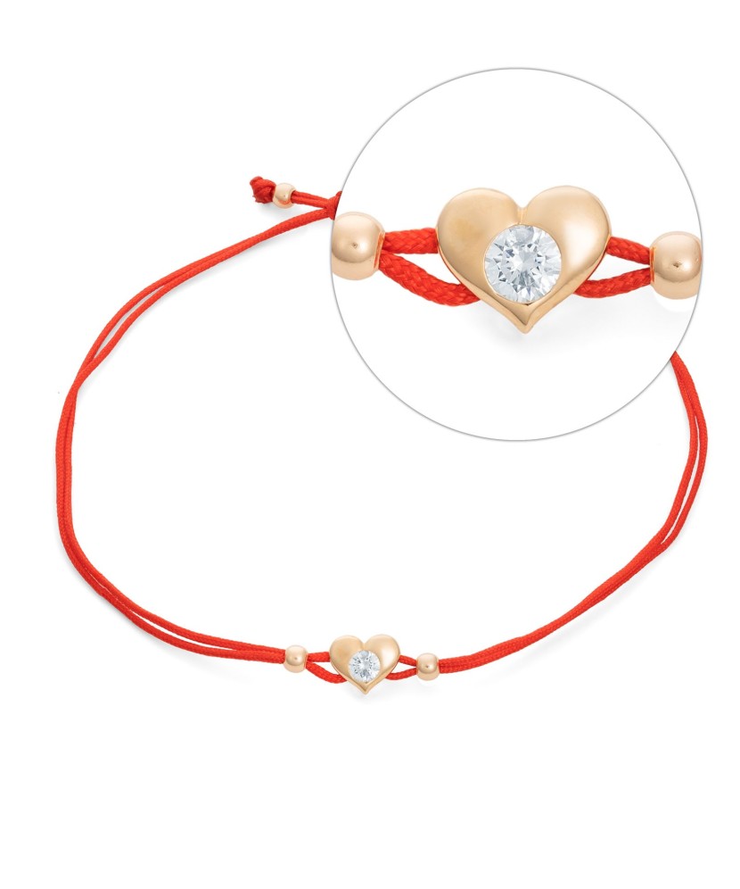 Raudono Siūlo Apyrankė Su Auksiniu Pakabuku "Širdelė"