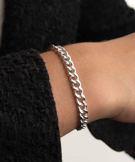 Sidabrinė apyrankė "Curb" 6.3mm - Sidabrinės apyrankės - Goldinga