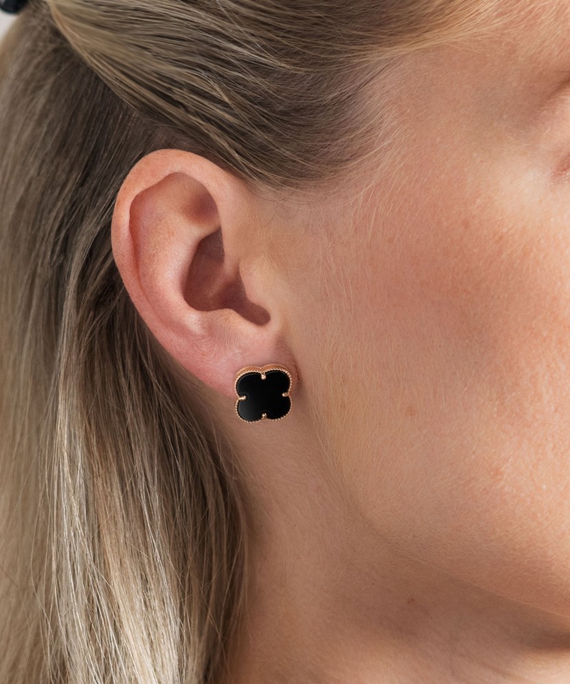 Auksiniai auskarai su emale 14mm - Auksiniai auskarai - Goldinga