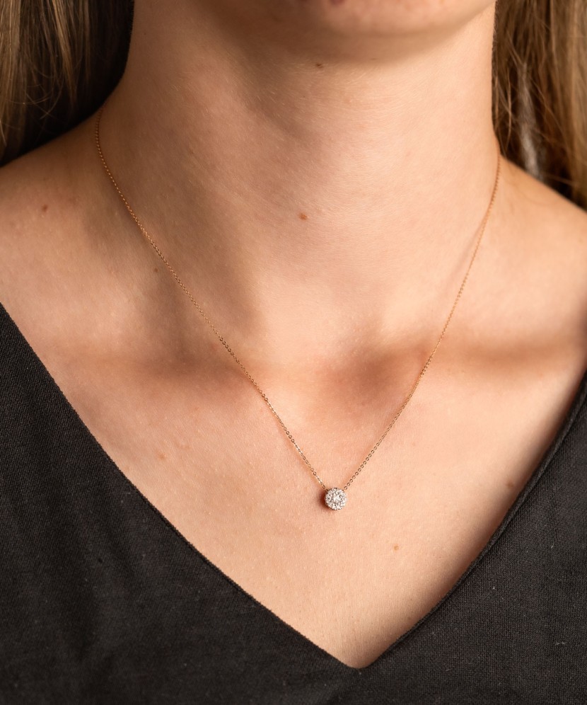 Balto aukso grandinėlė su briliantiniu pakabuku - Auksinės grandinėlės su pakabukais - Goldinga