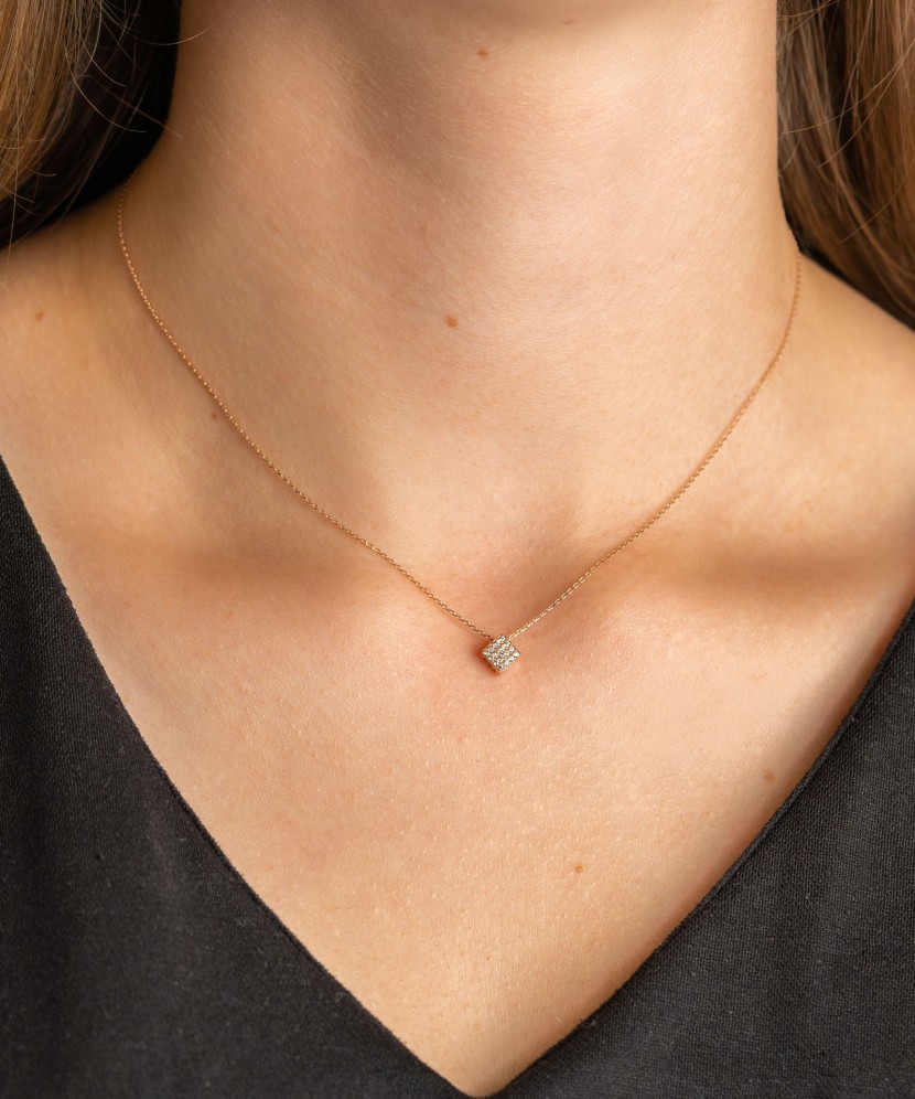 Auksinė grandinėlė su cirkonio pakabuku - Auksinės grandinėlės su pakabukais - Goldinga