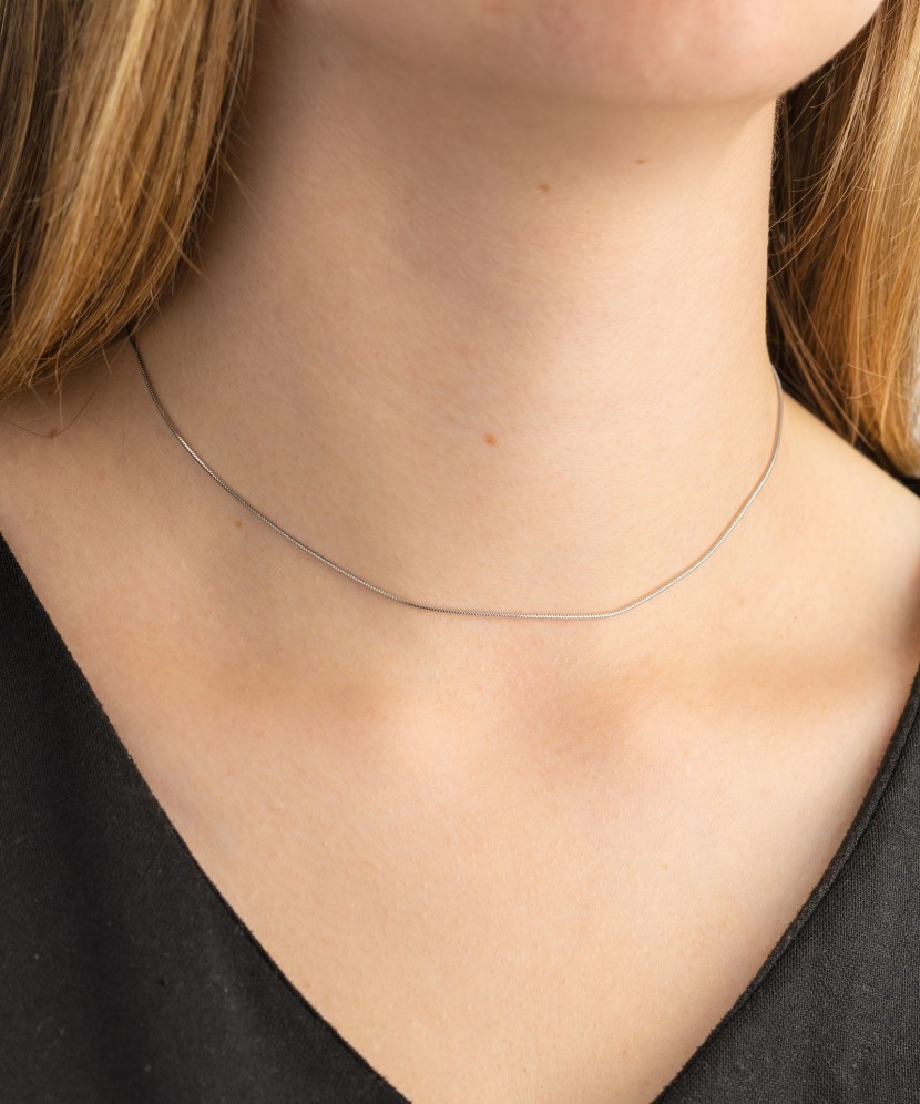 Balto aukso grandinėlė "Snake" 1mm - Auksinės grandinėlės - Goldinga