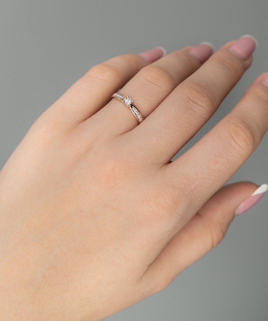 Auksinis žiedas su deimantais - Auksiniai Žiedai su brangakmeniais - Goldinga