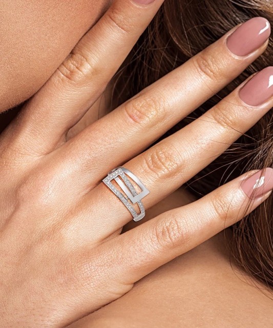 Sidabrinis žiedas su cirkoniais - Sidabriniai žiedai - Goldinga