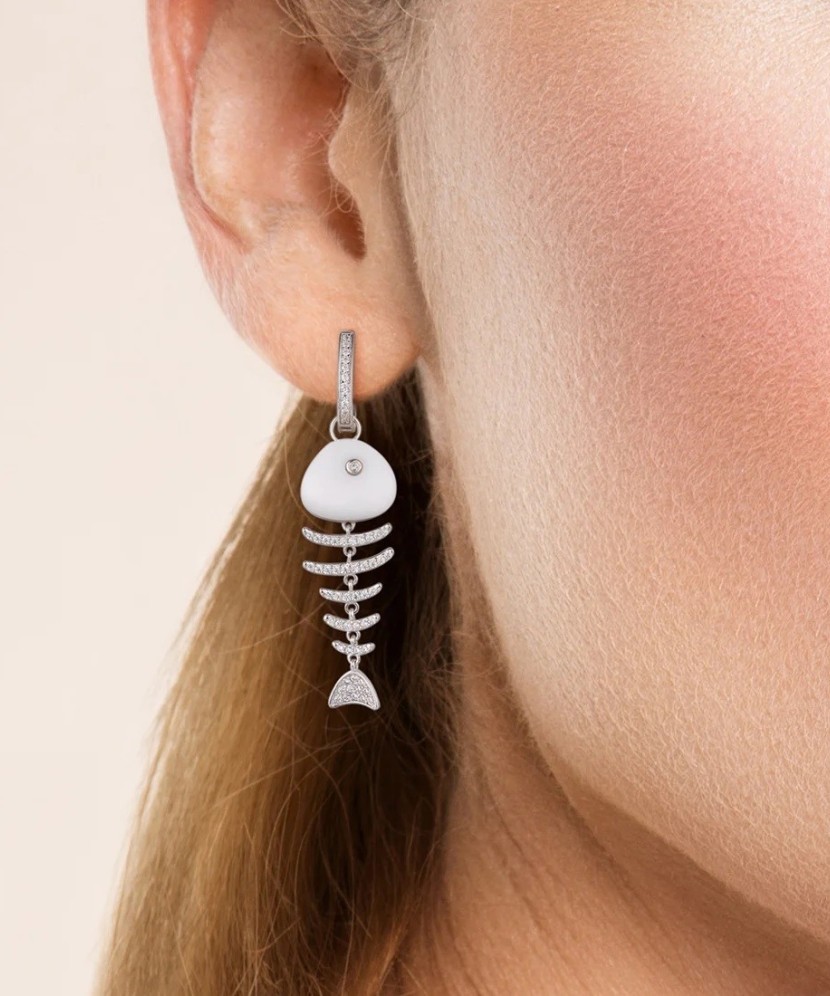 Sidabriniai auskarai su cirkoniais ir emale - Sidabriniai auskarai - Goldinga