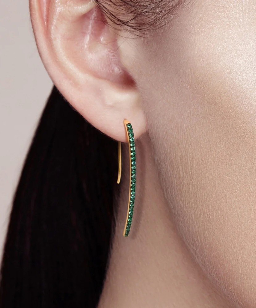 Paauksuoti sidabriniai auskarai su špineliais - Sidabriniai auskarai - Goldinga