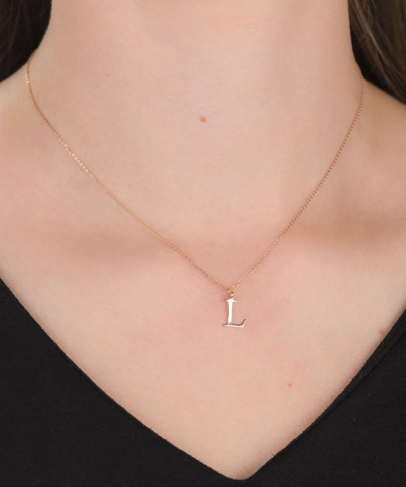 Auksinis pakabukas su deimantu raidė L - Pakabukai su brangakmeniais - Goldinga