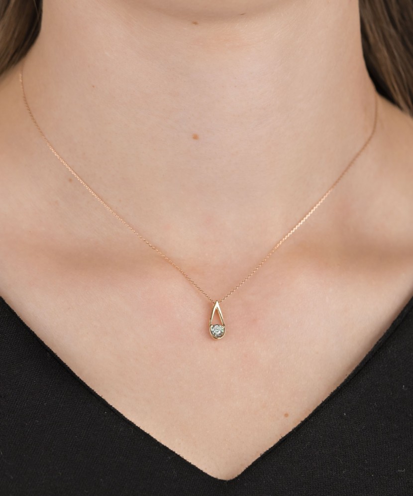 Auksinė Grandinėlė Su Briliantiniu Pakabuku - Auksinės grandinėlės su pakabukais - Goldinga