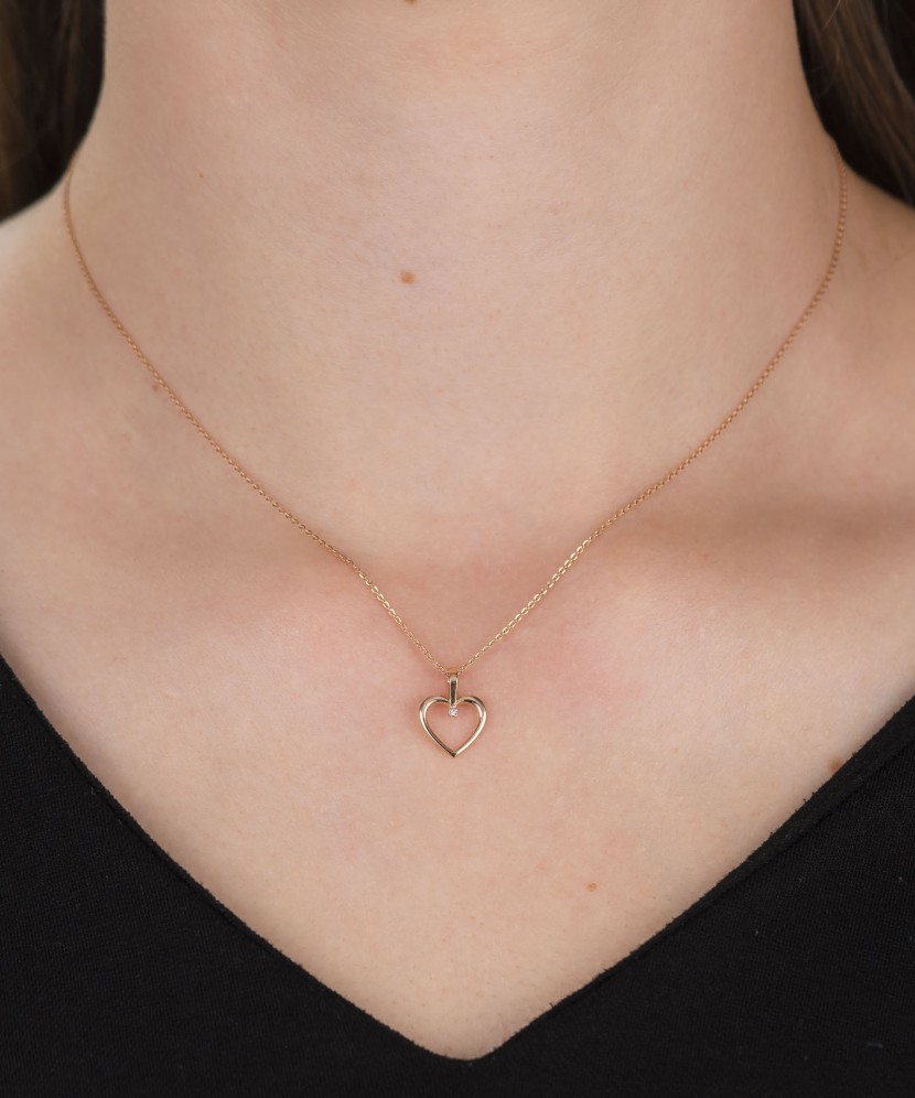 Auksinis pakabukas su deimantu "Širdelė" - Pakabukai su brangakmeniais - Goldinga