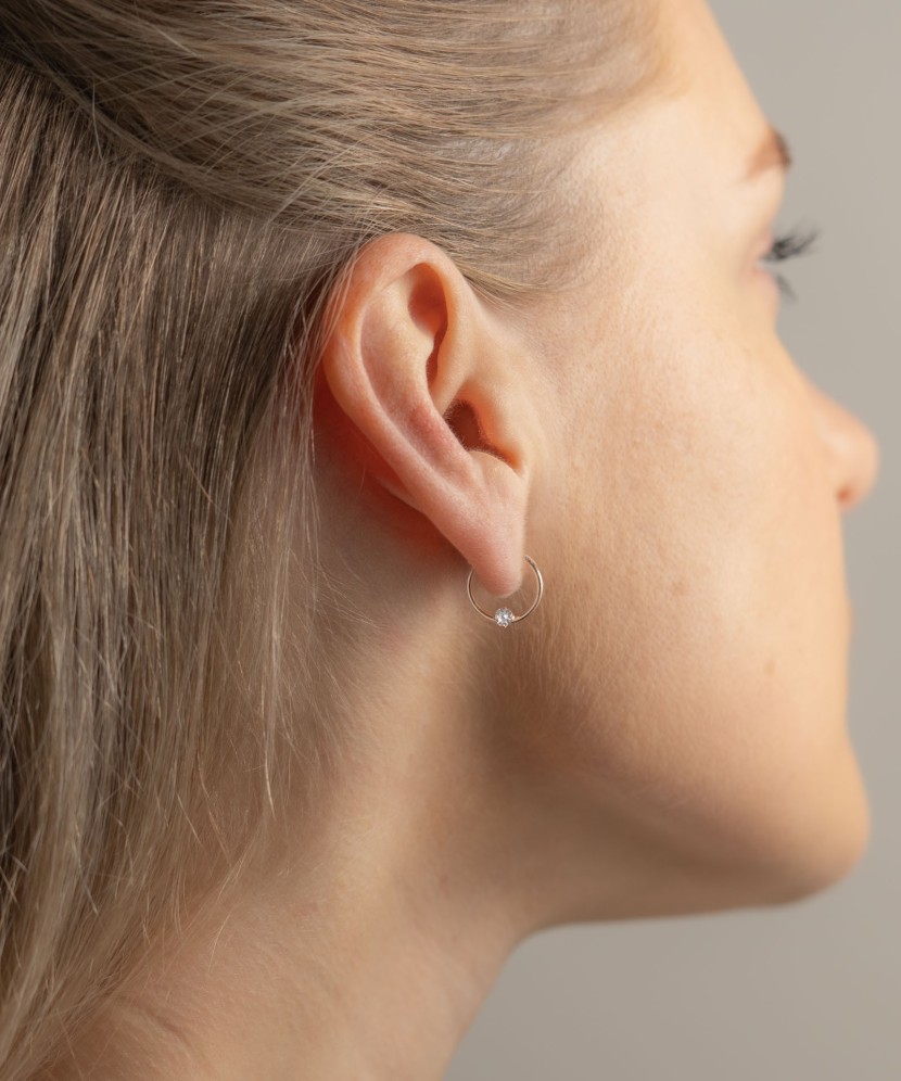 Auksiniai auskarai rinkutės su cirkoniu 12mm - Auksiniai auskarai - Goldinga