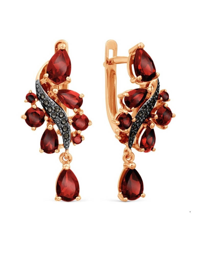 Auksiniai auskarai su granatais ir cirkoniais - Auksiniai auskarai - Goldinga