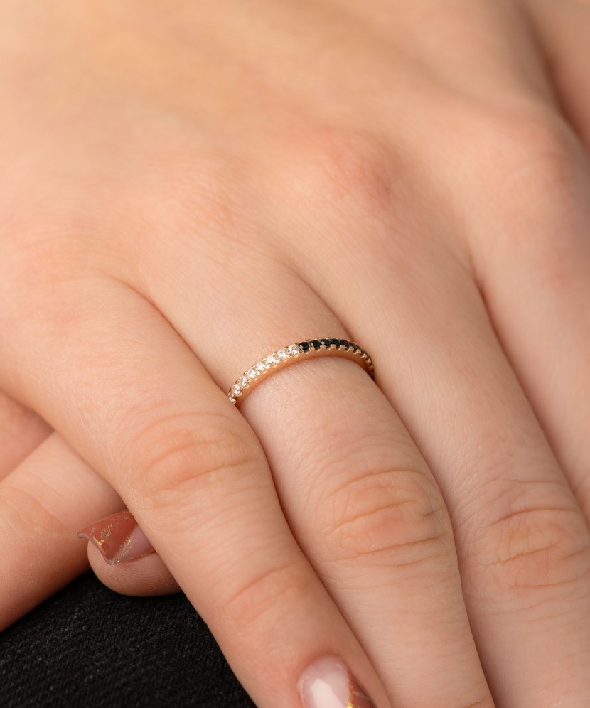 Auksinis žiedas su cirkoniais - Auksiniai žiedai - Goldinga