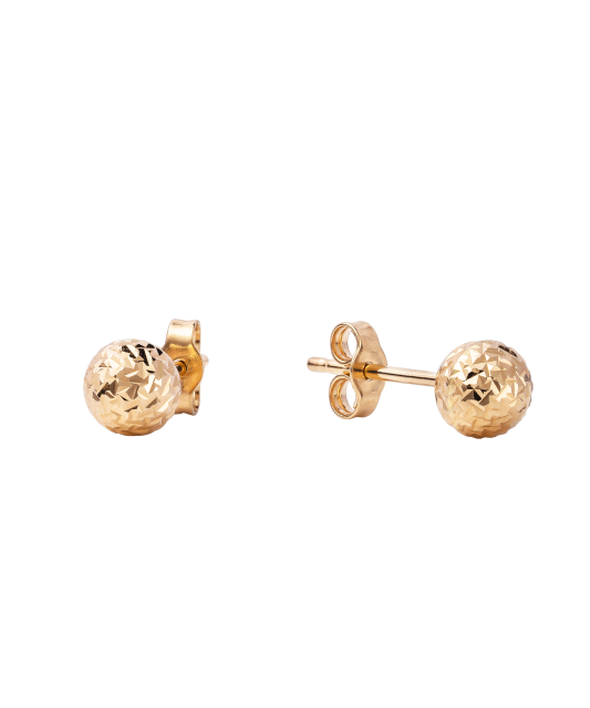 Auksiniai Graviruoti Auskarai "Burbuliukai" 5mm - Auksiniai auskarai - Goldinga