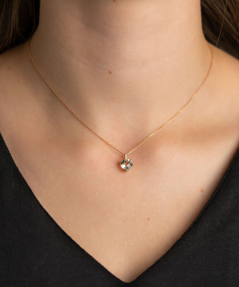 Geltono aukso pakabukas su ametistu ir deimantais - Pakabukai su brangakmeniais - Goldinga