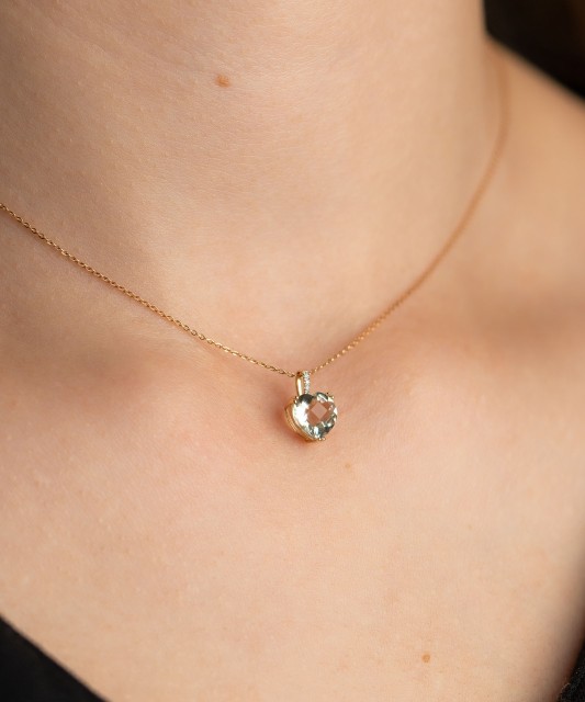 Geltono aukso pakabukas su ametistu ir deimantais - Pakabukai su brangakmeniais - Goldinga