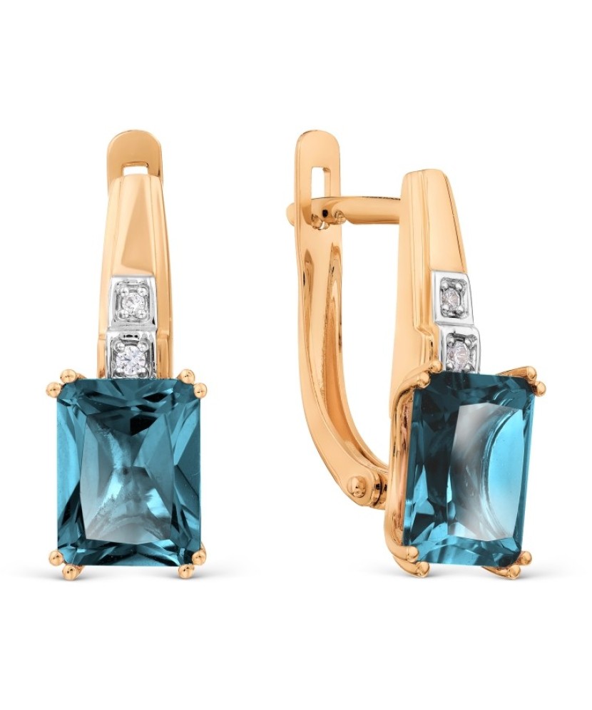 Auksiniai auskarai su London topazais ir cirkoniais - Auksiniai auskarai - Goldinga