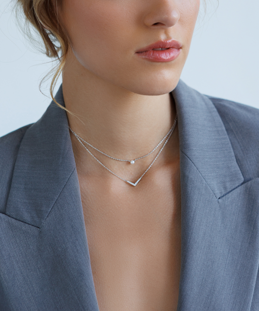 Sidabrinė Grandinėle Su Perlais Ir Cirkoniu - Perlų vėriniai - Goldinga