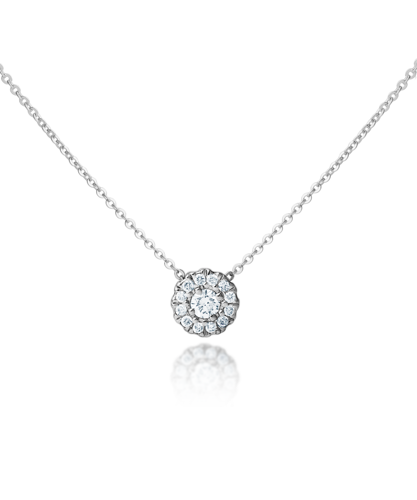 Balto aukso grandinėlė su briliantiniu pakabuku  - Goldinga