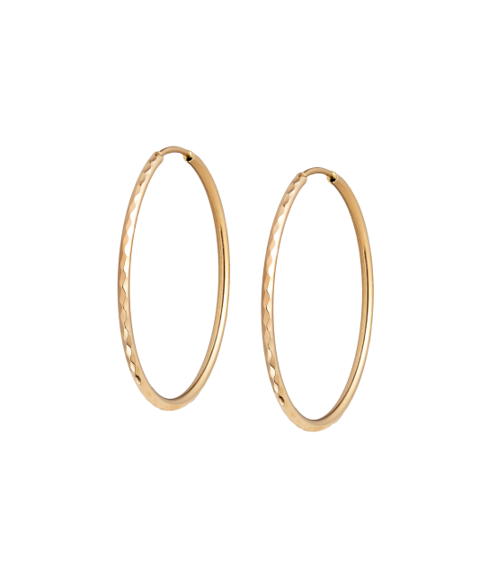 Auksiniai Auskarai Graviruotos Rinkutės 32mm - Auksiniai auskarai - Goldinga