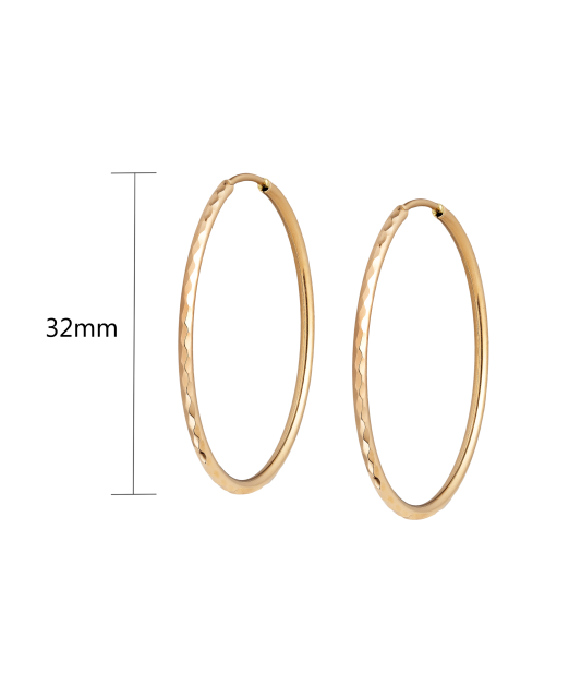 Auksiniai Auskarai Graviruotos Rinkutės 32mm - Auksiniai auskarai - Goldinga