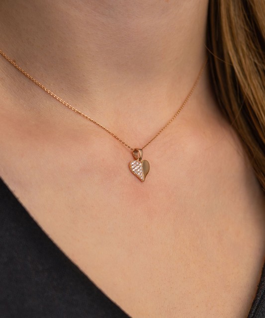 Auksinis pakabukas su cirkoniais "Širdelė" - Auksiniai pakabukai - Goldinga