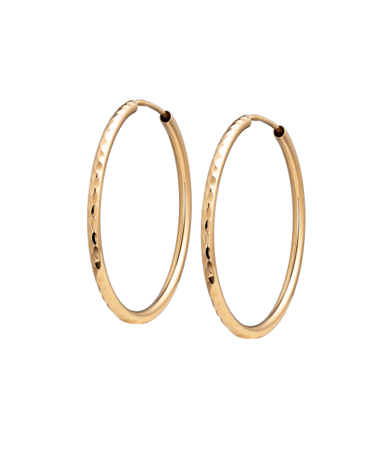 Auksiniai Auskarai Graviruotos Rinkutės 34mm - Auksiniai auskarai - Goldinga