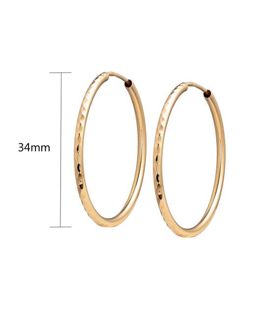 Auksiniai Auskarai Graviruotos Rinkutės 34mm - Auksiniai auskarai - Goldinga