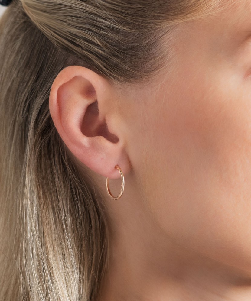 Auksiniai Auskarai Graviruotos Rinkutės 18mm - Auksiniai auskarai - Goldinga