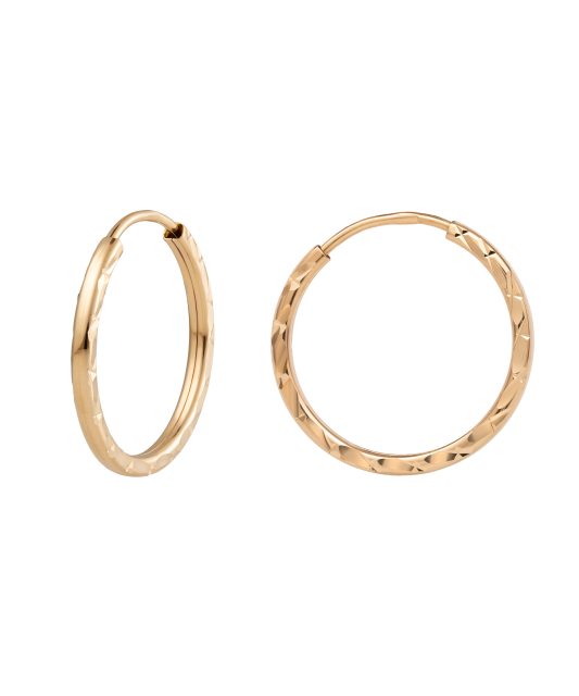 Auksiniai Auskarai Graviruotos Rinkutės 18mm - Auksiniai auskarai - Goldinga