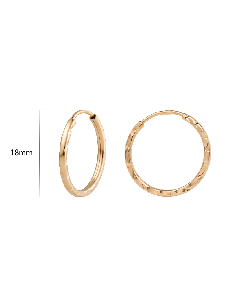 Auksiniai Auskarai Graviruotos Rinkutės 18mm - Auksiniai auskarai - Goldinga