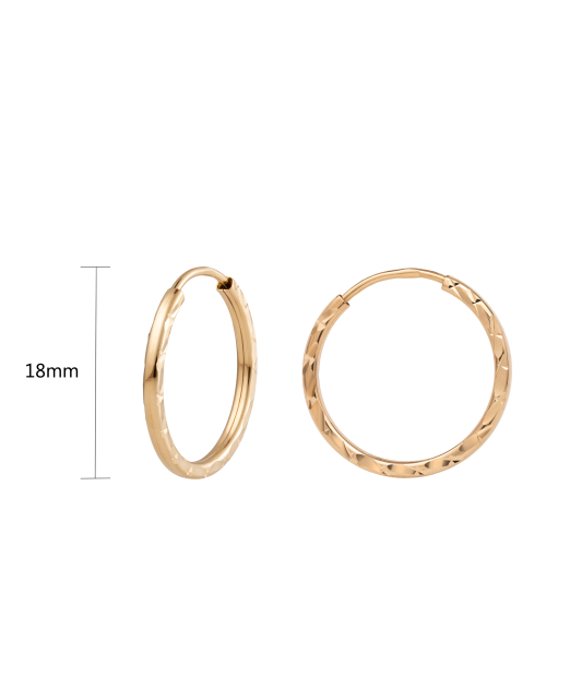 Auksiniai Auskarai Graviruotos Rinkutės 18mm - Auksiniai auskarai - Goldinga