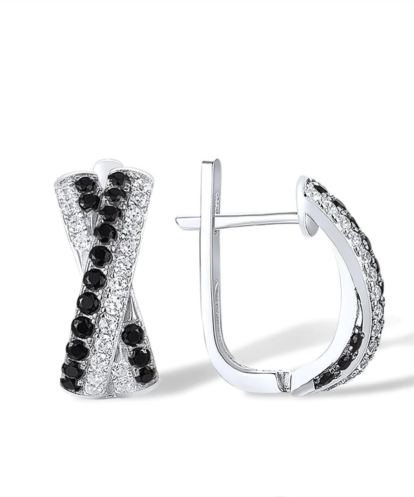 Sidabriniai auskarai su cirkoniais ir špineliais