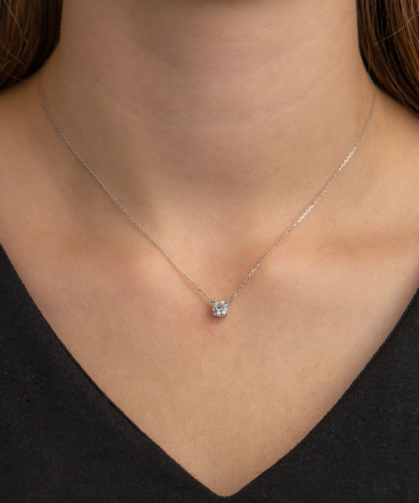 Balto aukso grandinėlė su cirkonio pakabuku