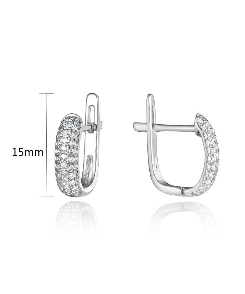 Balto aukso auskarai su deimantais - Auksiniai Auskarai su brangakmeniais - Goldinga