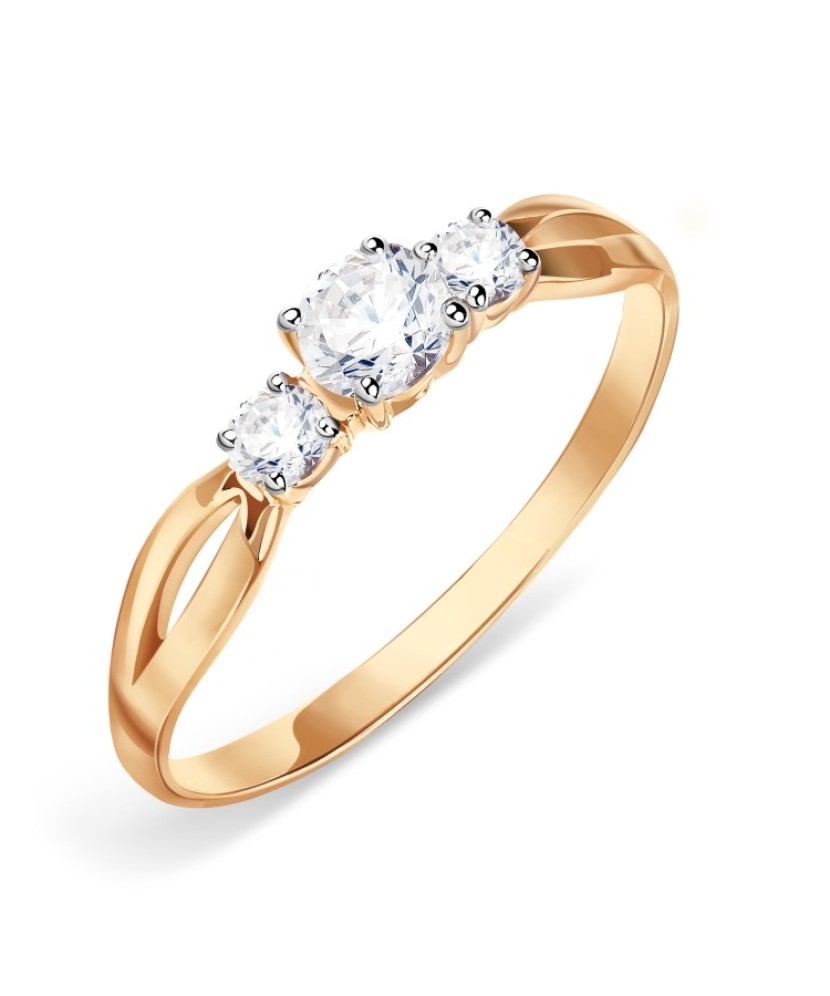 Auksinis žiedas su cirkoniais - Auksiniai žiedai - Goldinga