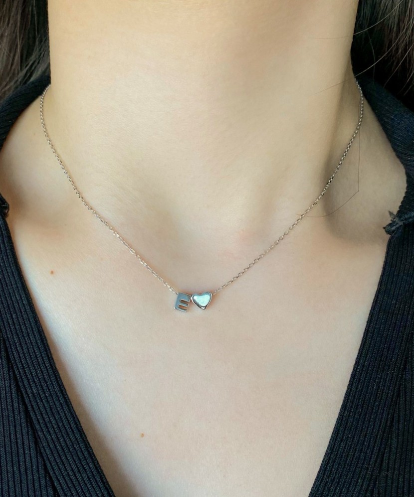 Sidabrinė Grandinėlė Su Pakabuku Raidė E - Sidabrinės grandinėlės su pakabukais - Goldinga