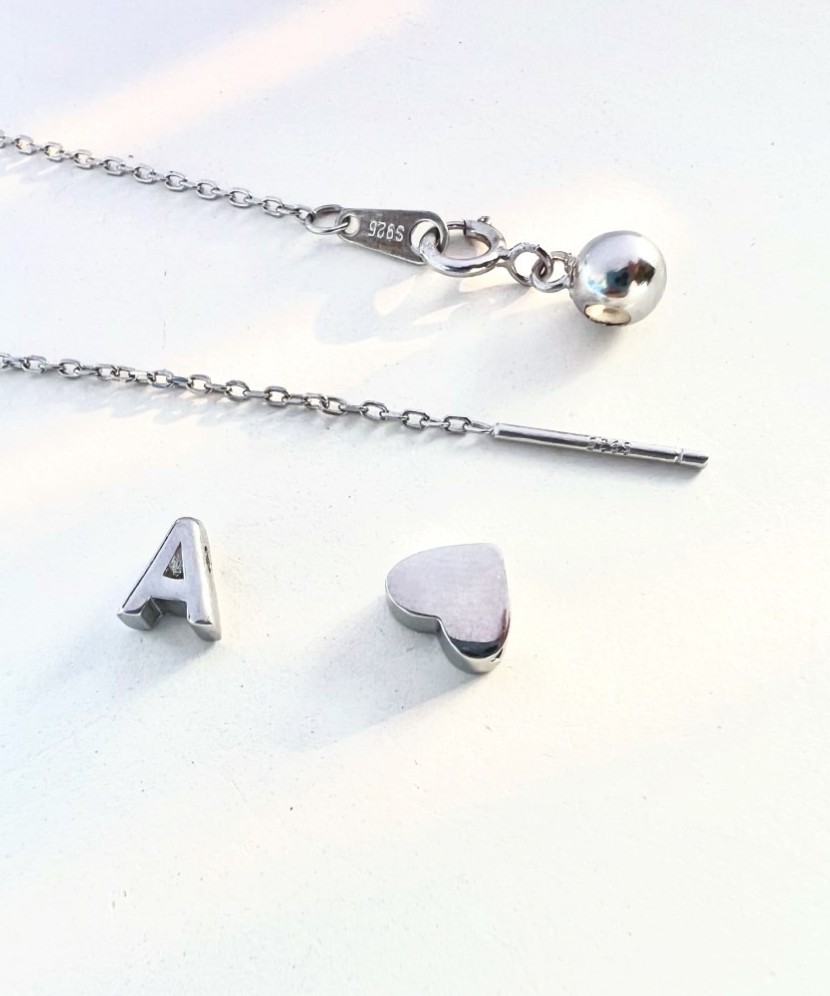 Sidabrinė Grandinėlė Su Pakabuku Raidė E - Sidabrinės grandinėlės su pakabukais - Goldinga