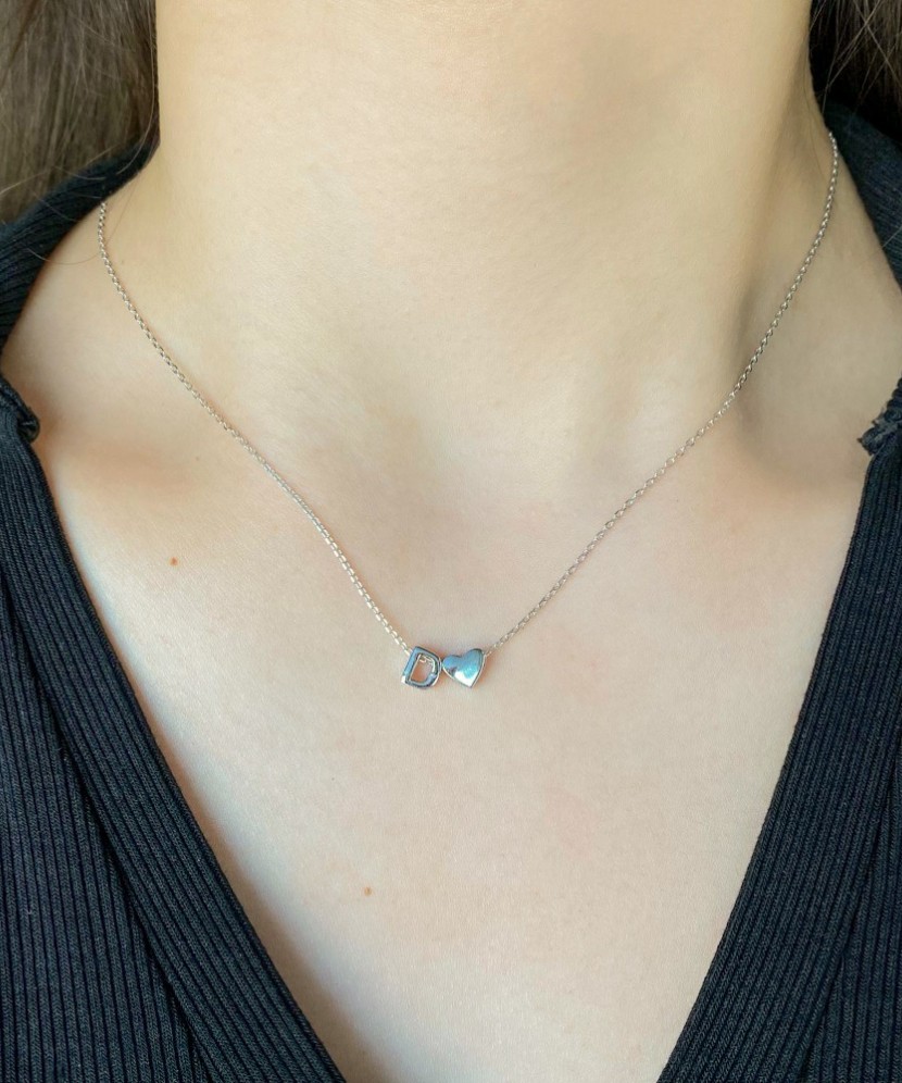 Sidabrinė Grandinėlė Su Pakabuku Raidė D - Sidabrinės grandinėlės su pakabukais - Goldinga