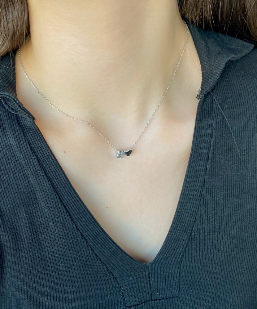 Sidabrinė Grandinėlė Su Pakabuku Raidė B - Sidabrinės grandinėlės su pakabukais - Goldinga