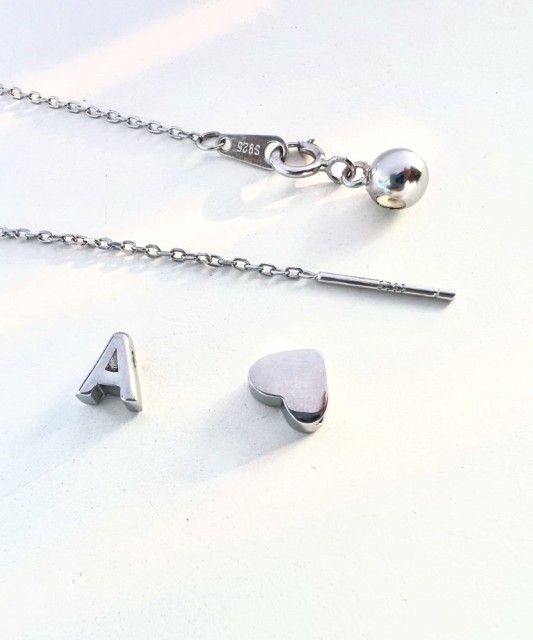 Sidabrinė Grandinėlė Su Pakabuku Raidė B - Sidabrinės grandinėlės su pakabukais - Goldinga