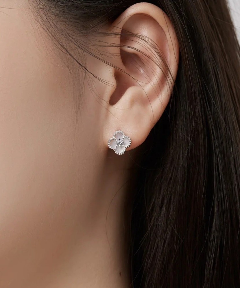 Sidabriniai auskarai su cirkoniais ir emale - Sidabriniai auskarai - Goldinga