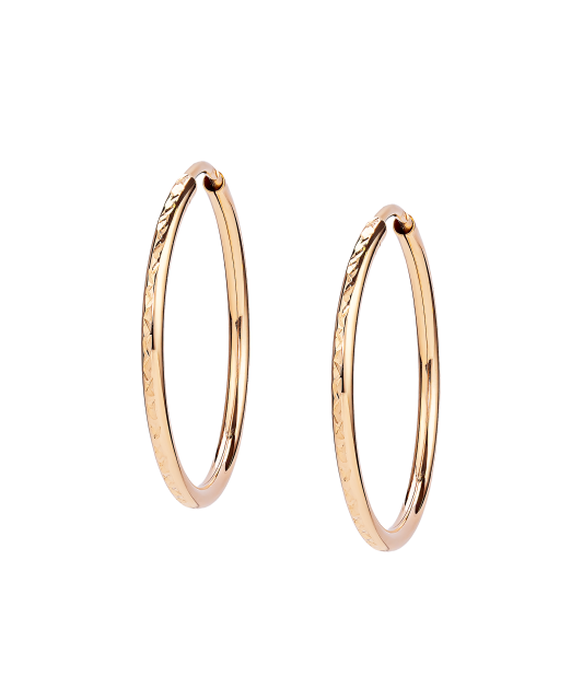 Auksiniai auskarai graviruotos rinkutės 23mm - Auksiniai auskarai - Goldinga