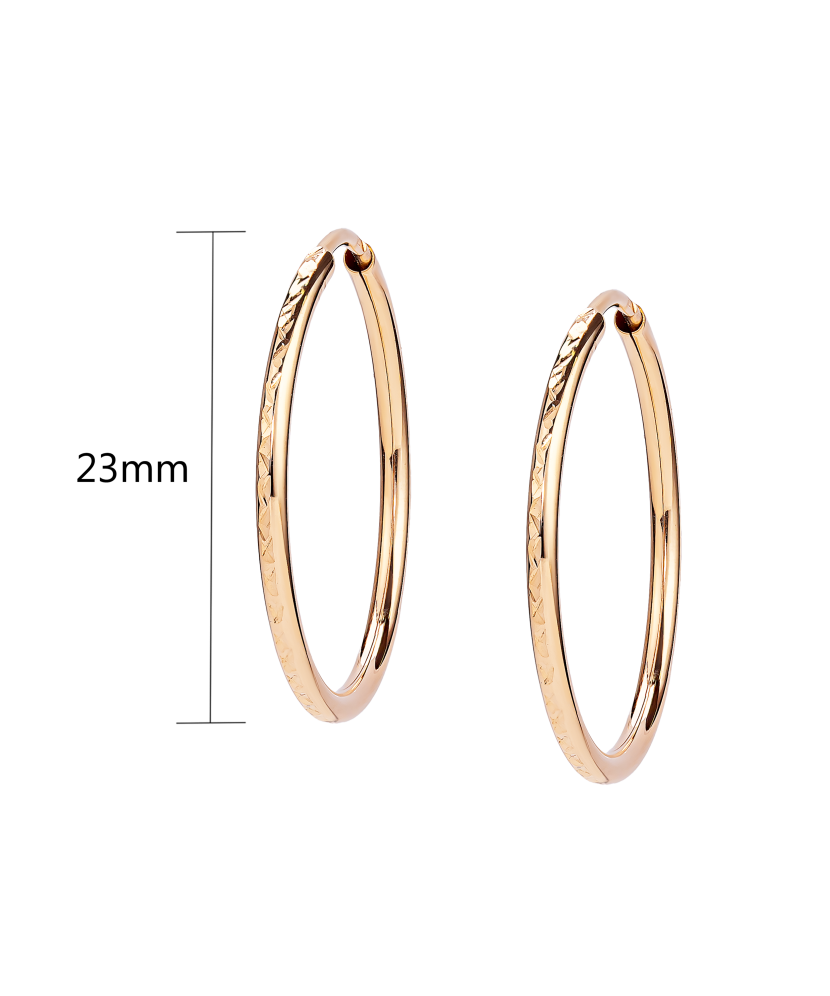 Auksiniai auskarai graviruotos rinkutės 23mm - Auksiniai auskarai - Goldinga