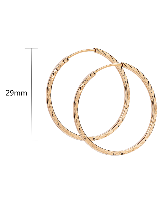 Auksiniai auskarai graviruotos rinkutės 29mm - Auksiniai auskarai - Goldinga