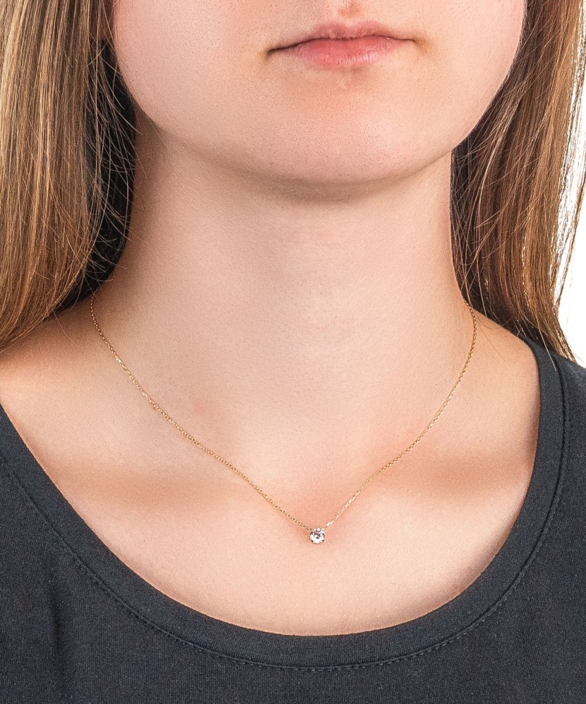 Auksinė grandinėlė su cirkonio pakabuku - Auksinės grandinėlės su pakabukais - Goldinga