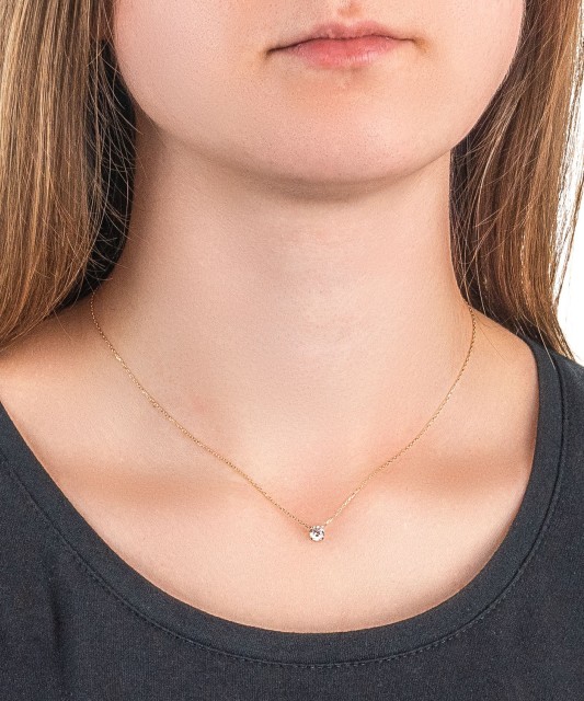 Auksinė grandinėlė su cirkonio pakabuku - Auksinės grandinėlės su pakabukais - Goldinga