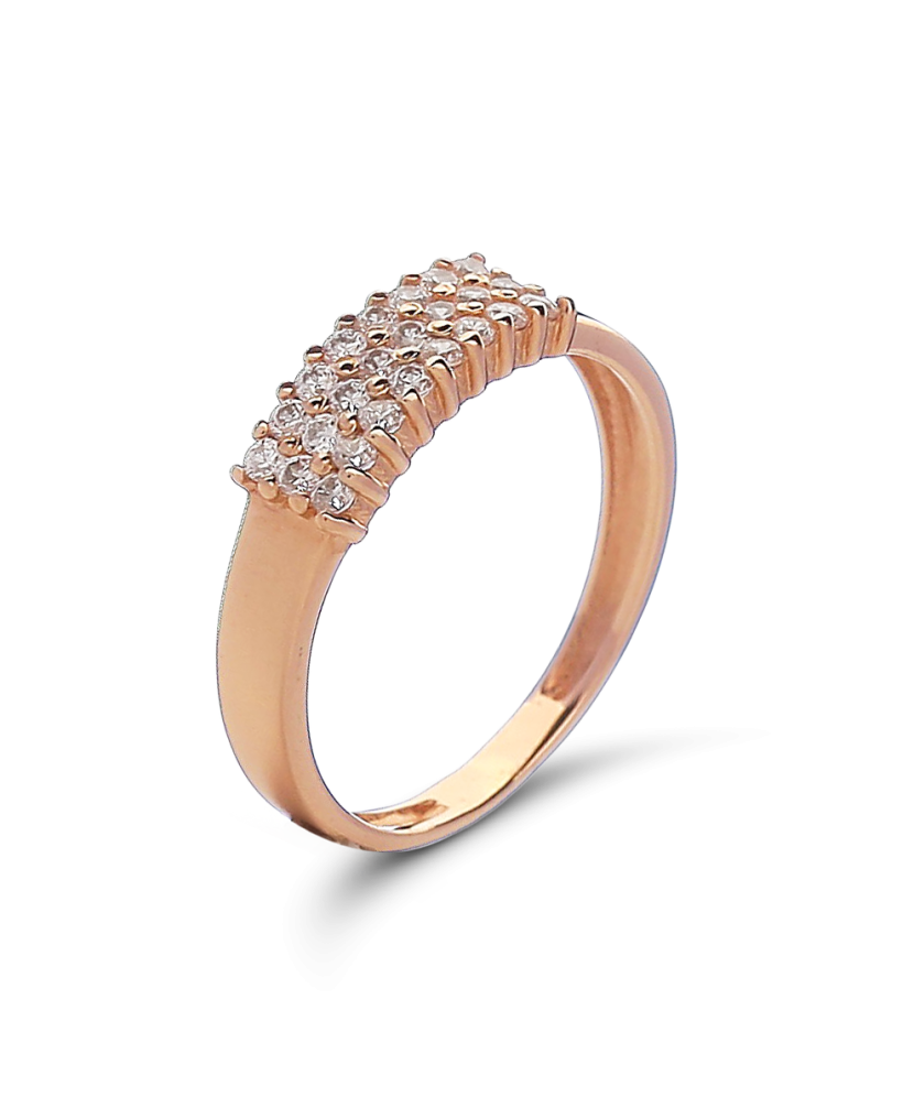 Auksinis žiedas su cirkoniais - Auksiniai žiedai - Goldinga