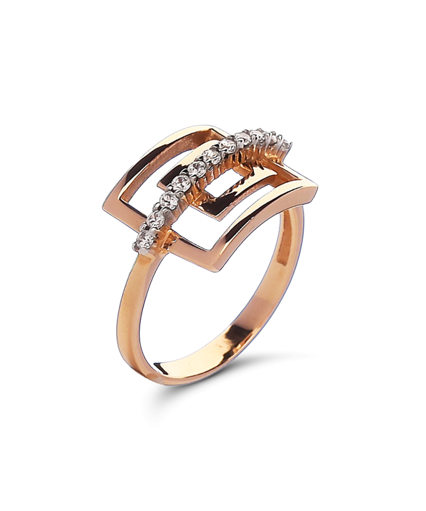 Auksinis žiedas su cirkoniais - Auksiniai žiedai - Goldinga