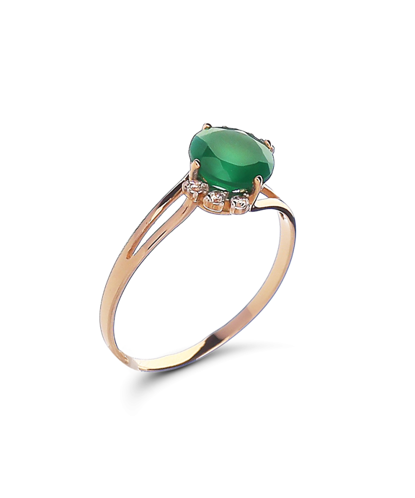 Auksinis žiedas su oniksu ir cirkoniais - Auksiniai žiedai - Goldinga